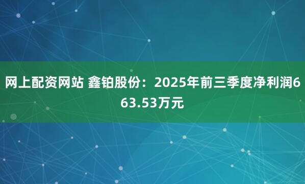网上配资网站 鑫铂股份：2025年前三季度净利润663.53万元
